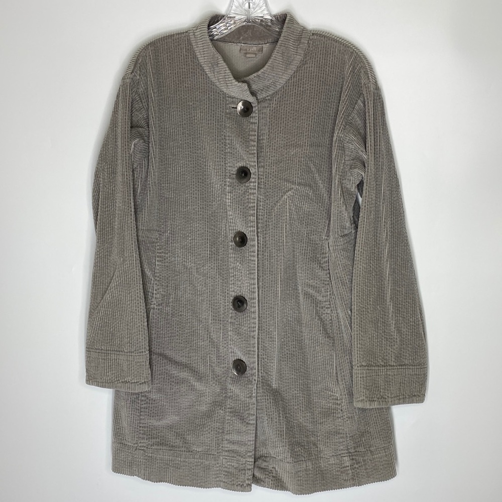 J.Jill Velvet Trimmed Corduroy Taupe Jacket Size Medium